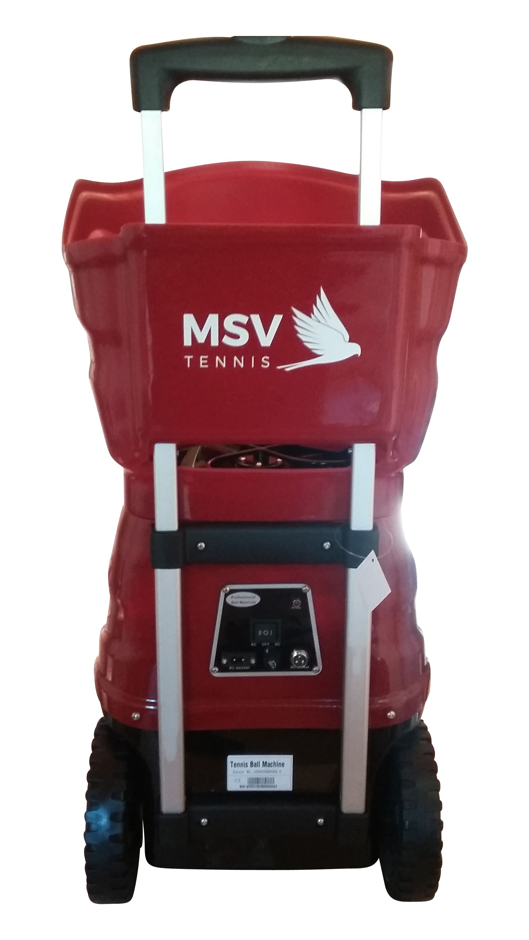 Tennisballmaschine MSV DirectShot rot, Fernbed., Ladeg., Lithium-Akku und Netzbetrieb